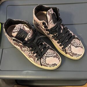Rag & Bone Kent Snake-Print High-Top Sneakers - Fashion Lace-Up size 7
